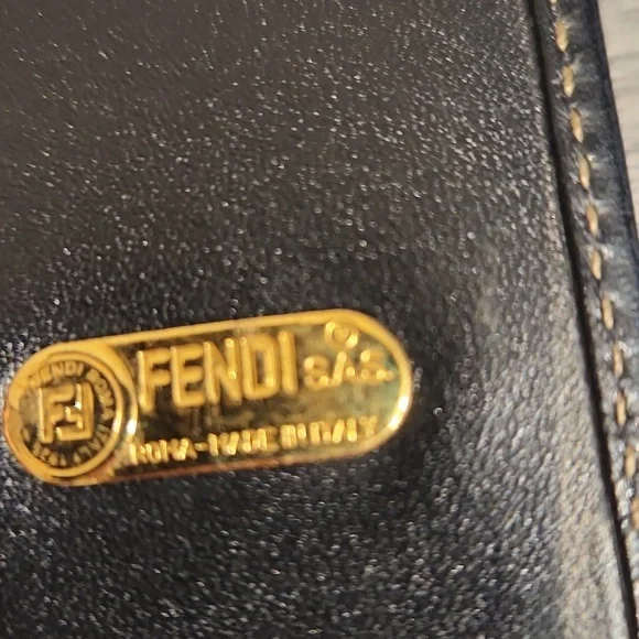 EUC Fendi Black and Brown Striped Wallet w/original Box